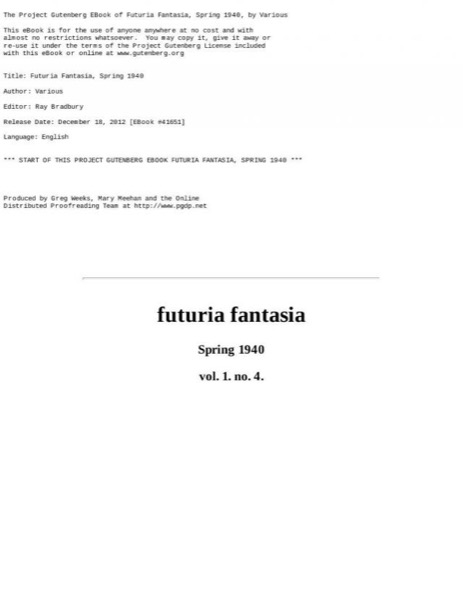 Read Futuria Fantasia, Spring 1940 online
